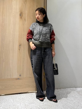 「Curensology（カレンソロジー）のCurensology(カレンソロジー)/＜&RC＞ワイドルーズデニムパンツ（デニムパンツ、ブラック系）」を使った、nanamiy0007さん（レディース）の秋コーディネート