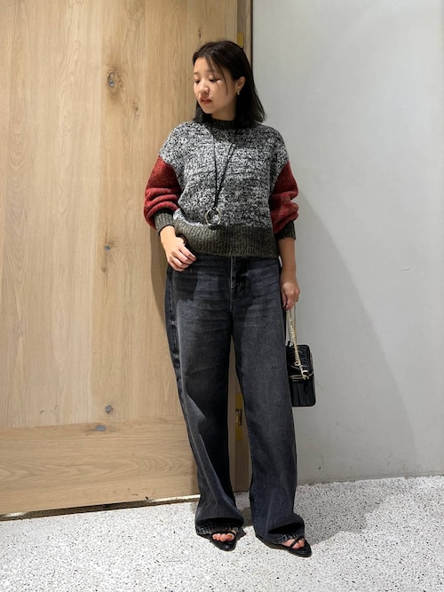 カレンソロジー　リブ　クロップド　ニット　プルオーバー　袖ボリューム Curensology（カレンソロジー）の「Curensology(カレンソロジー