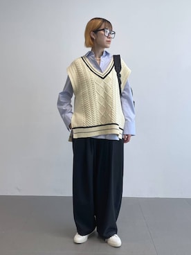 「アイテム（ベスト）」を使った、MIYUさん（レディース・163cm）の秋コーディネート