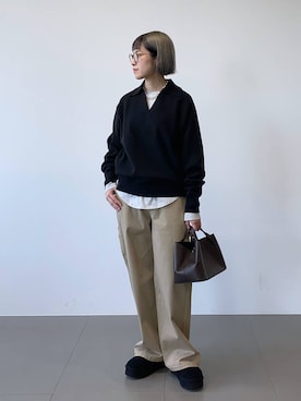 「アイテム（スリッポン）」を使った、MIYUさん（レディース・163cm）の冬コーディネート