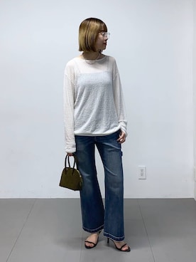 「BARNYARDSTORM（バンヤードストーム）のアイテム（ニット/セーター）」を使った、MIYUさん（レディース・163cm）の夏コーディネート