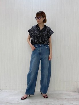 「メガネ」｜「アイテム（スリッポン）」を使った、MIYUさん（レディース・163cm）の夏コーディネート