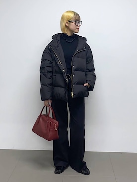 「アイテム（ボストンバッグ、レッド系）」を使った、MIYUさん（レディース・163cm）の秋コーディネート