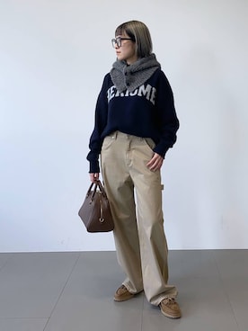 「アイテム（ネックウォーマー/スヌード）」を使った、MIYUさん（レディース・163cm）の冬コーディネート