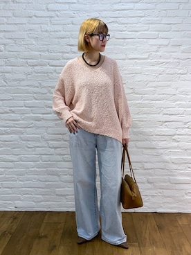 「BARNYARDSTORM（バンヤードストーム）の天然石ボールネックレス（ネックレス、ブラック系）」を使った、MIYUさん（レディース）の夏コーディネート