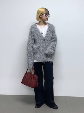 「アイテム（ボストンバッグ、レッド系）」を使った、MIYUさん（レディース・163cm）の秋コーディネート