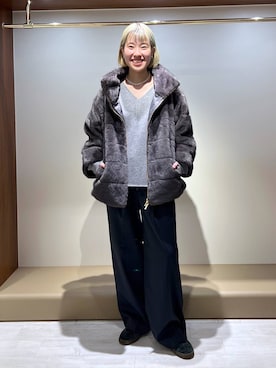 「BARNYARDSTORM（バンヤードストーム）のBARNYARDSTORM / TRスムースVネックプルオーバー/ マシンウォッシャブル 【YouTube「i.style closet」紹介アイテム】（スウェット）」を使った、MIYUさん（レディース・163cm）の秋コーディネート