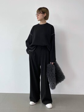「人気アイテムをチェック！」｜「アイテム（スラックス）」を使った、MIYUさん（レディース・163cm）の冬コーディネート