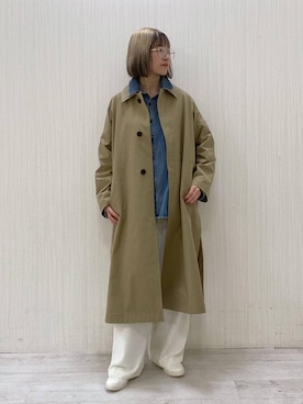 「BARNYARDSTORM（バンヤードストーム）のBARNYARDSTORM /  【新色登場】ダブルクロスワイドパンツ 【『ネルソンさん』YouTubeご紹介アイテム】（スラックス、ホワイト系）」を使った、MIYUさん（レディース）の春コーディネート