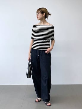 「Beau're（ヴュレ）のBARNYARDSTORM / Beau're(ヴュレ)別注 / レザーショルダーBAG（ショルダーバッグ、ブラック系）」を使った、MIYUさん（レディース）の夏コーディネート