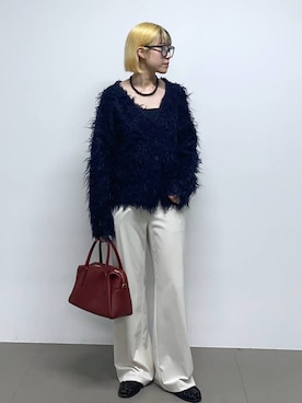 「アイテム（カーディガン/ボレロ、ブルー系）」を使った、MIYUさん（レディース・163cm）の秋コーディネート