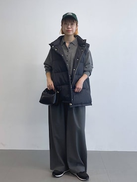 「ダウンベスト」｜MIYUさん（レディース・163cm）の夏コーディネート