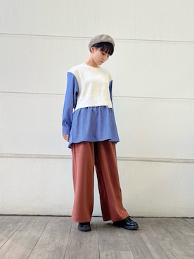 「アイテム（ニット/セーター）」を使った、有希さん（レディース・160cm）の秋コーディネート