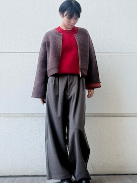 「アイテム（パンツ）」を使った、有希さん（レディース・160cm）の冬コーディネート