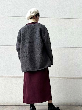 「アイテム（ノーカラーコート、グレー系）」を使った、有希さん（レディース・160cm）の冬コーディネート