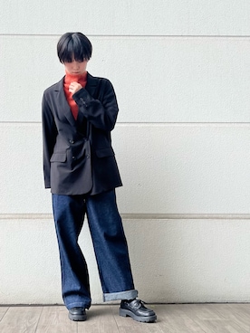 「アイテム（デニムパンツ）」を使った、有希さん（レディース・160cm）の秋コーディネート