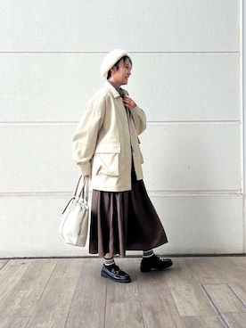 「アイテム（シャツワンピース）」を使った、kannonnuuさん（レディース・160cm）の秋コーディネート