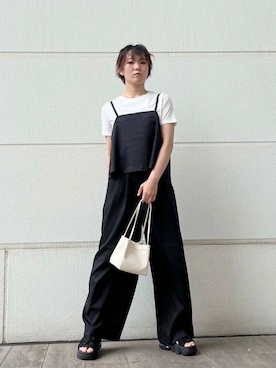 「骨格ナチュラル」｜「アイテム（サロペット/オーバーオール）」を使った、kannonnuuさん（レディース・160cm）の夏コーディネート