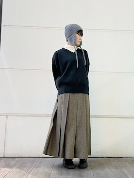 「アイテム（ニット/セーター）」を使った、有希さん（レディース・160cm）の秋コーディネート