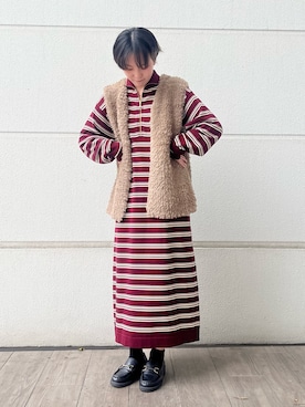 「アイテム（ワンピース）」を使った、有希さん（レディース・160cm）の秋コーディネート