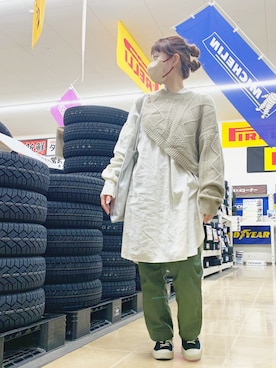 「select MOCA（セレクトモカ）のアイテム（ニット/セーター、ベージュ系）」を使った、✳︎つくし✳︎さん（レディース・153cm）の秋コーディネート