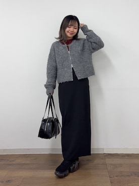 「アイテム（ボストンバッグ）」を使った、Mikuさん（レディース・147cm）の秋コーディネート