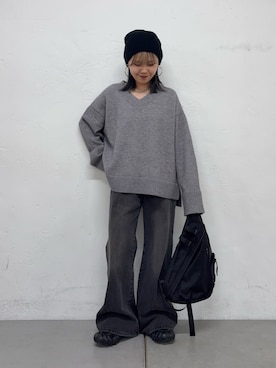 「アイテム（ボディバッグ/ウエストポーチ）」を使った、Mikuさん（レディース・147cm）の秋コーディネート