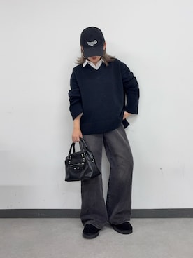 「アイテム（スリッポン）」を使った、Mikuさん（レディース・147cm）の秋コーディネート