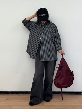 「アイテム（ボディバッグ/ウエストポーチ）」を使った、Mikuさん（レディース・147cm）の秋コーディネート