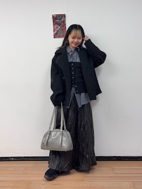 「アイテム（ピーコート）」を使った、Mikuさん（レディース・147cm）の冬コーディネート