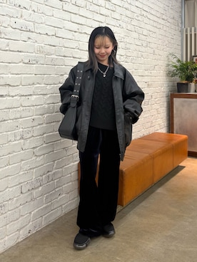 「ニット/セーター」｜「アイテム（ジャケット/アウター）」を使った、Mikuさん（レディース・147cm）の冬コーディネート