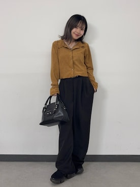 「アイテム（ボストンバッグ）」を使った、Mikuさん（レディース・147cm）の秋コーディネート