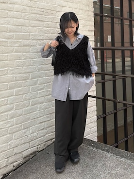 「アイテム（ベスト）」を使った、Mikuさん（レディース・147cm）の秋コーディネート