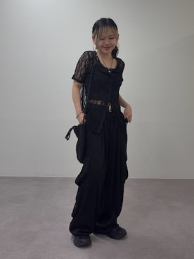 「サテンパンツ」｜Mikuさん（レディース・147cm）の春コーディネート