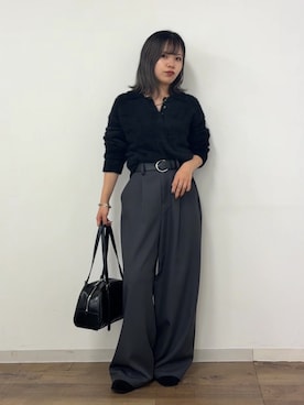 「アイテム（ボストンバッグ）」を使った、Mikuさん（レディース・147cm）の秋コーディネート