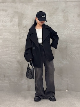 「アイテム（ピーコート）」を使った、Mikuさん（レディース・147cm）の秋コーディネート