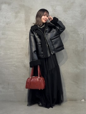 「アイテム（ボストンバッグ）」を使った、Mikuさん（レディース・147cm）の秋コーディネート