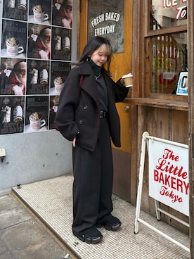 「アイテム（ピーコート）」を使った、Mikuさん（レディース・147cm）の冬コーディネート