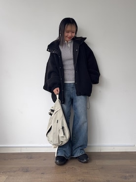 「アイテム（ボディバッグ/ウエストポーチ）」を使った、Mikuさん（レディース・147cm）の秋コーディネート