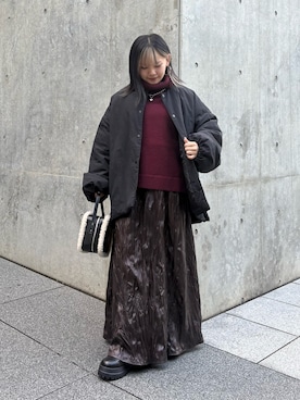 「アイテム（ノーカラージャケット）」を使った、Mikuさん（レディース・147cm）の秋コーディネート