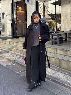 「アイテム（ステンカラーコート）」を使った、Mikuさん（レディース・147cm）の秋コーディネート