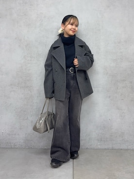 「アイテム（ピーコート）」を使った、Mikuさん（レディース・147cm）の秋コーディネート