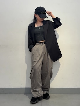 「アイテム（カーゴパンツ）」を使った、Mikuさん（レディース・147cm）の秋コーディネート