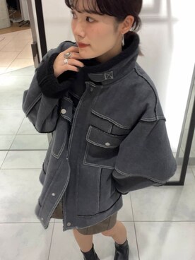 「KBF（ケイビーエフ）のオーバーサイズボアジャケット（その他アウター）」を使った、こばさん（レディース・165cm）の秋コーディネート