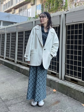「ナロースカート」｜「アイテム（ステンカラーコート）」を使った、furi82さん（レディース・165cm）の秋コーディネート