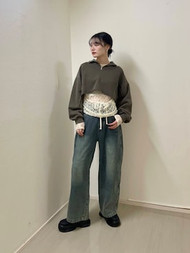 「KBF（ケイビーエフ）のサボベルトサンダル（サンダル）」を使った、furi82さん（レディース・165cm）の冬コーディネート