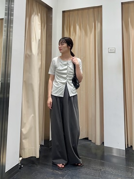 「KBF（ケイビーエフ）のアシメタックレイヤードTEE（Tシャツ/カットソー、ベージュ系）」を使った、こばさん（レディース・165cm）の夏コーディネート