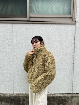 「KBF（ケイビーエフ）のフォルムボアジャケット（その他アウター）」を使った、furi82さん（レディース・165cm）の秋コーディネート