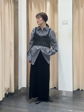 「KBF（ケイビーエフ）のカットオフBIGシャツ（シャツ/ブラウス、グレー系）」を使った、こばさん（レディース・165cm）の秋コーディネート