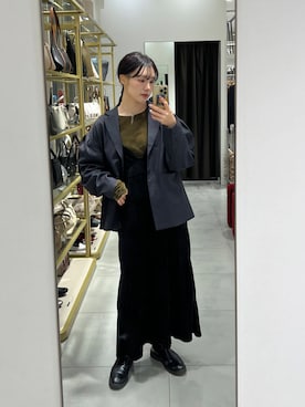 「KBF（ケイビーエフ）のシアーベロアシャーリングスリーブトップス（Tシャツ/カットソー）」を使った、furi82さん（レディース・165cm）の冬コーディネート